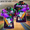 BlueJose Bowling Cool Shark With Surfboard Tropical Style Customized Name, Team Name 3D Shirt (4 Colors)
