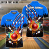 BlueJoses Bowling And Pins Scratch US Flag Pattern Multicolor Personalized Name 3D Shirt, Personalized Shirts For Bowling Players