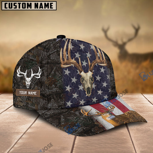 BlueJose Hunting US Flag Pattern Personalized Name Cap