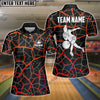 BlueJoses Bowling and Pins Black Red Customized Name, Team Name 3D Shirt