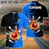 BlueJoses Bowling And Pins Ink Break Pattern Customized Name, Team Name 3D Shirt (4 Colors)