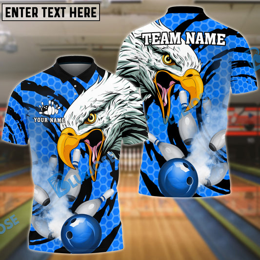 BlueJose Bowling And Pins Eagle Smoke Customized Name 3D Shirt (4 Colors)