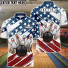 BlueJoses Bowling US Flag Customized Name, Team Name 3D Shirt