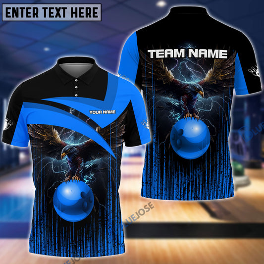 BlueJoses Bowling And Pins Premium Eagle Customized Name 3D Shirt (4 Colors)