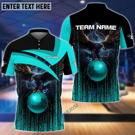 BlueJoses Bowling And Pins Premium Eagle Customized Name 3D Shirt (4 Colors), Personalized Shirts For Bowling Players