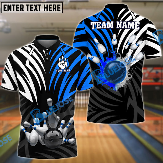 BlueJoses Bowling And Pins Color Crown Pattern Customized Name 3D Shirt (4 Colors)