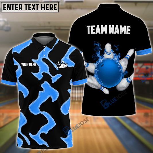 BlueJose Bowling And Pins Cell Pattern Customized Name 3D Shirt (5 Colors)