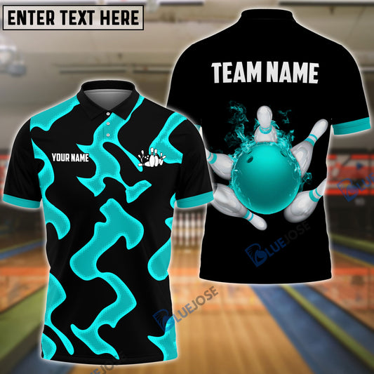 BlueJose Bowling And Pins Cell Pattern Customized Name 3D Shirt (5 Colors)