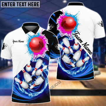 BlueJoses Bowling Strike Paint Color Personalized Name, Team Name 3D Shirt