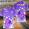 BlueJose Bowling And Pins Cool Light Pattern Customized Name 3D Shirt (5 Colors)