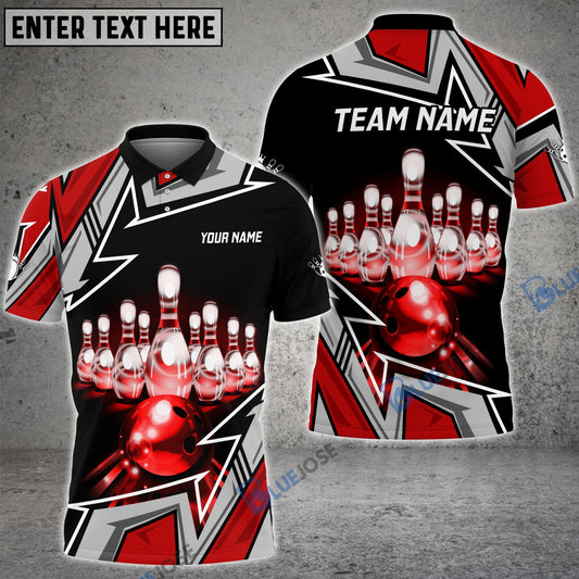 BlueJoses Bowling And Pins Premium Super Customized Name 3D Shirt (4 Colors) Personalized Shirts For Bowling Players