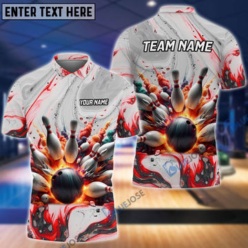 BlueJoses Broken Smoke Bowling And Pins Customized Name 3D Shirt Personalized Shirts For Bowling Players