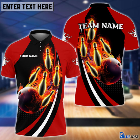 BlueJoses Bowling And Pins Fire Fly Personalized Name Team Name 3D Shirt