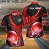 BlueJoses Bowling And Pins Galaxy Pattern Customized Name, Team Name 3D Shirt for Women (4 Colors)