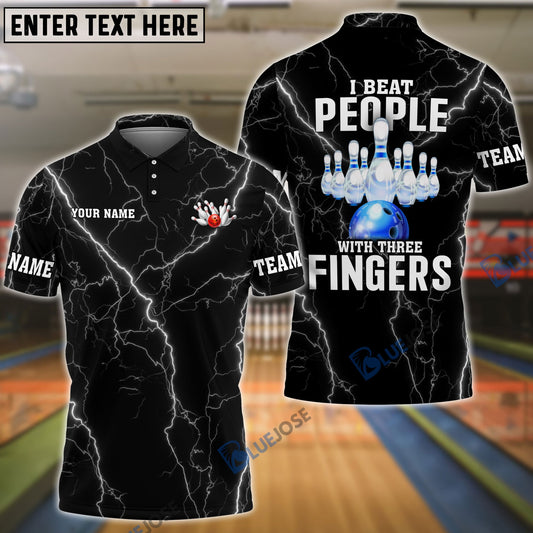 BlueJoses Bowling And Pins I Beat People Customized Name, Team Name 3D Shirt (4 Colors)