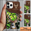 BlueJose Deer Hunting Leather Pattern Personalized Name Phone Case (4 colors)