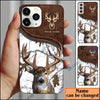 BlueJose Deer Hunting Leather Pattern Personalized Name Phone Case (4 colors)