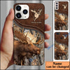 BlueJose Moose Hunting Leather Pattern Personalized Name Phone Case (4 colors)