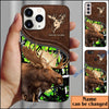 BlueJose Moose Hunting Leather Pattern Personalized Name Phone Case (4 colors)