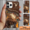 BlueJose Moose Hunting Leather Pattern Personalized Name Phone Case (4 colors)