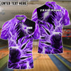 BlueJoses Bowling and Pins Color Lightning Personalized Name, Team Name 3D Shirt (4 Colors)