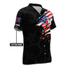 BlueJoses USA Flag Patriotic Button-Down Personalized Name Hawaiian Shirt