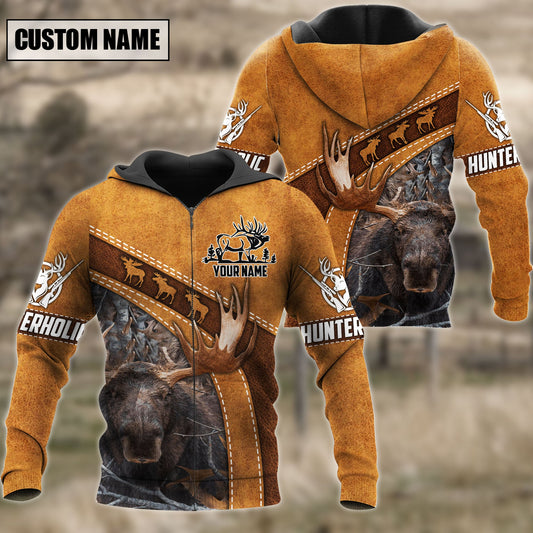 BlueJose Moose Hunting Leather Pattern 3D Shirts