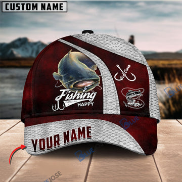 BlueJose Personalized Catfish Fishing Classic Red Cap