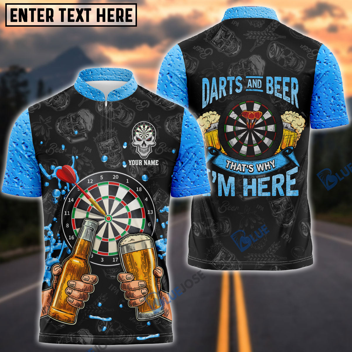 BlueJose Darts & Beer Personalized Name Shirt
