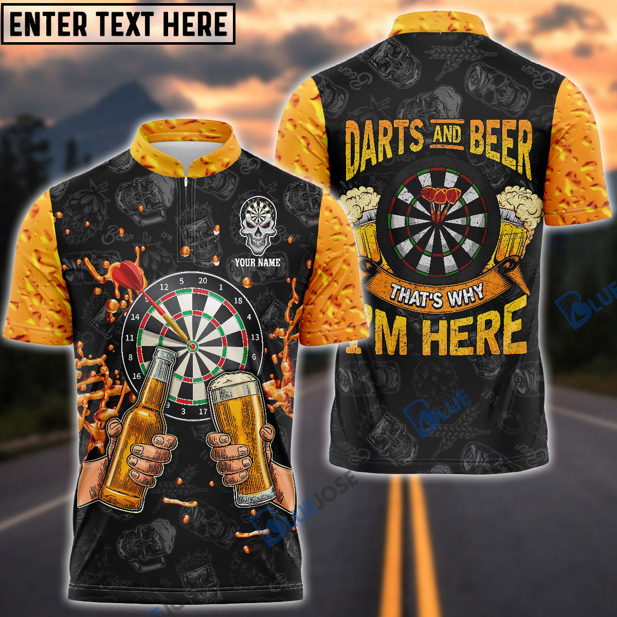 BlueJose Darts & Beer Personalized Name Shirt