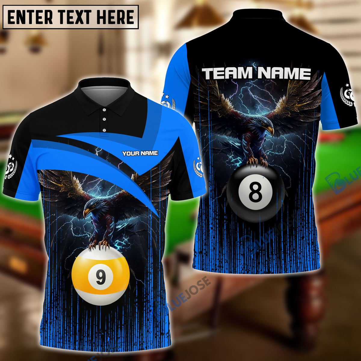 BlueJose Billiards 8-Ball &amp; 9-Ball Eagle Personalized Shirt