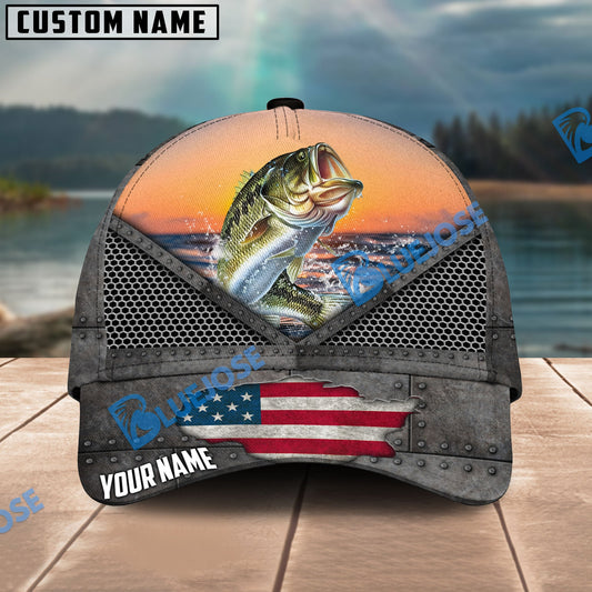 BlueJose Bass Fishing Sunset Personalized Cap