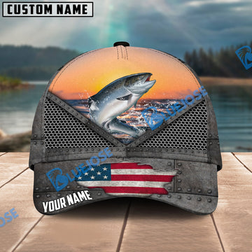 BlueJose Salmon Fishing Sunset Personalized Cap