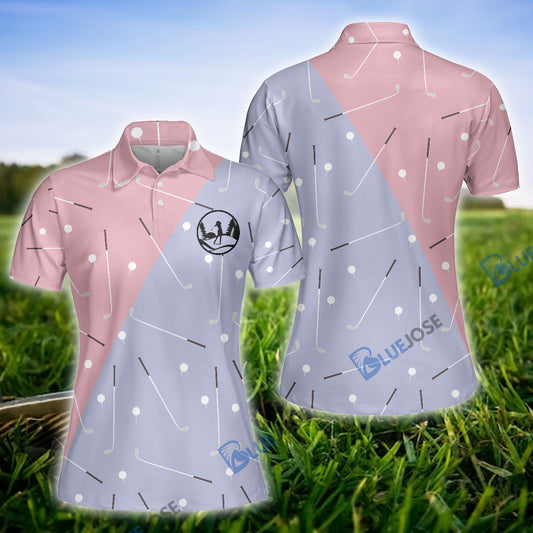 BlueJose Elegant Golf Girl Seamless Pattern Women Polo Shirt