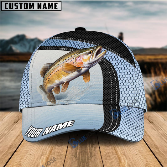 BlueJose Personalized Trout Fishing Net Pattern Blue Cap