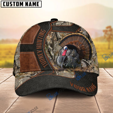 BlueJose Turkey Hunting Leather Pattern Personalized Cap