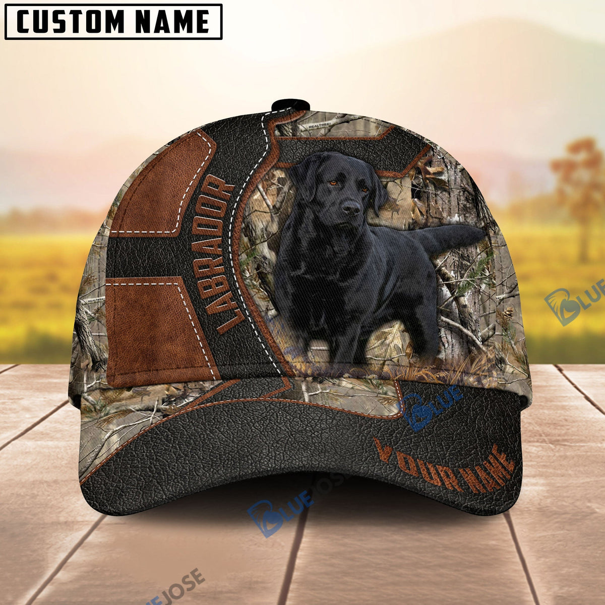 BlueJose Labrador Leather Pattern Personalized Cap