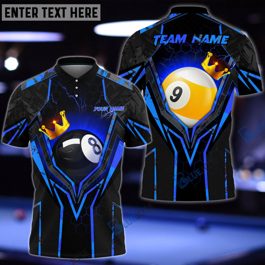 BlueJose Billiards King 8-Ball & 9-Ball Personalized Name Shirt