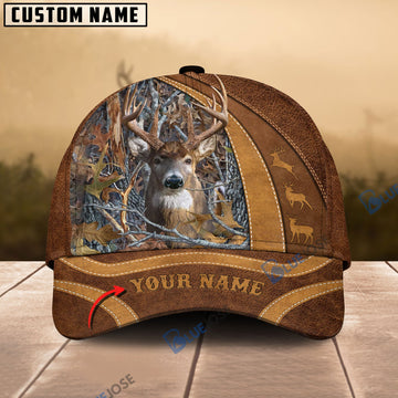 BlueJose Deer Camo Leather Pattern Personalized Cap