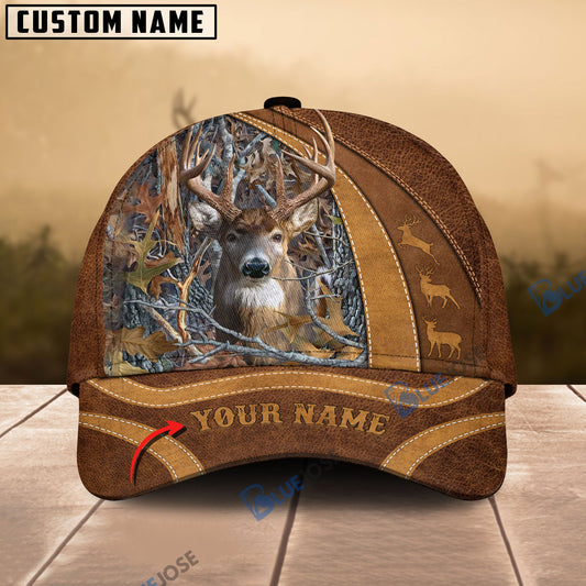 BlueJose Deer Camo Leather Pattern Personalized Cap