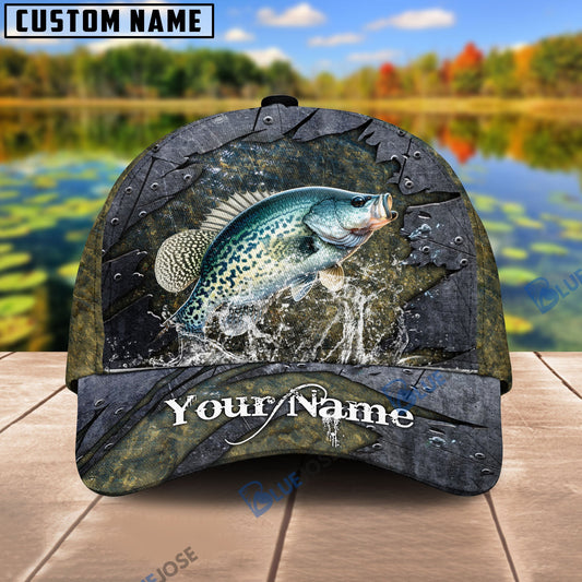 BlueJose Personalized Crappie Fishing Metal Pattern Cap