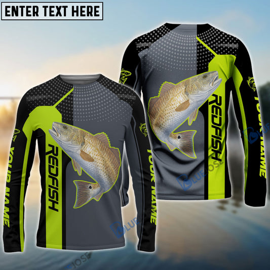 BlueJose Personalized Redfish Fishing Green Line Sport Jersey Fishing Shirts
