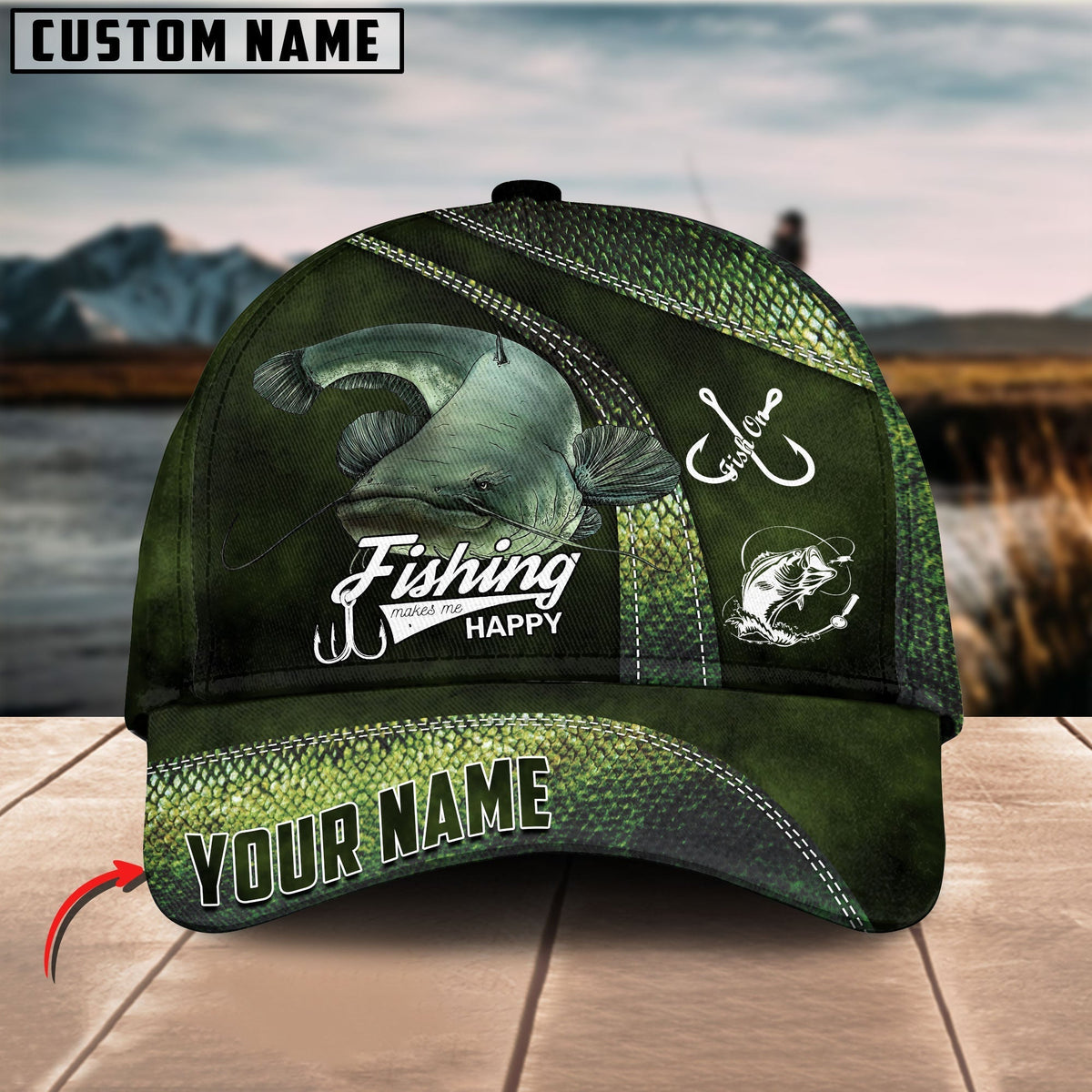 BlueJose Catfish Fishing Personalized Cap