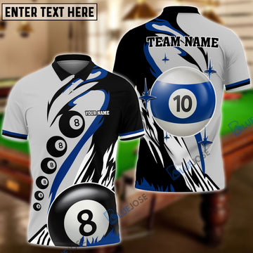 BlueJose Billiards 8-Ball & 10-Ball Personalized Name, Team Name Shirt