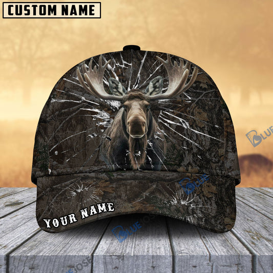 BlueJose Moose Hunting Broken Pattern Personalized Cap