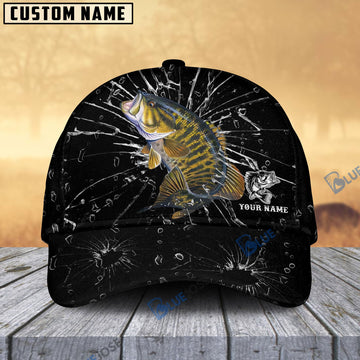 BlueJose Personalized Smallmouth Bass Fishing Broken Glass Cap