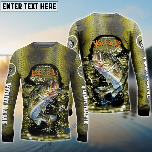 BlueJose Bass Fishing Moss Custom Long Sleeve Performance Fishing Long Sleeves