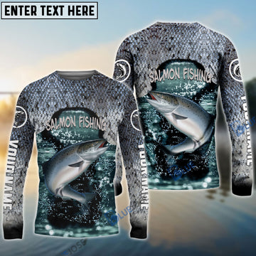 BlueJose Salmon Fishing Grey Custom Long Sleeve Performance Fishing Long Sleeves