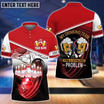 BlueJoses Drinking Team Red Bowling Ball Crashing Into PinsPersonalized Name3D Shirt