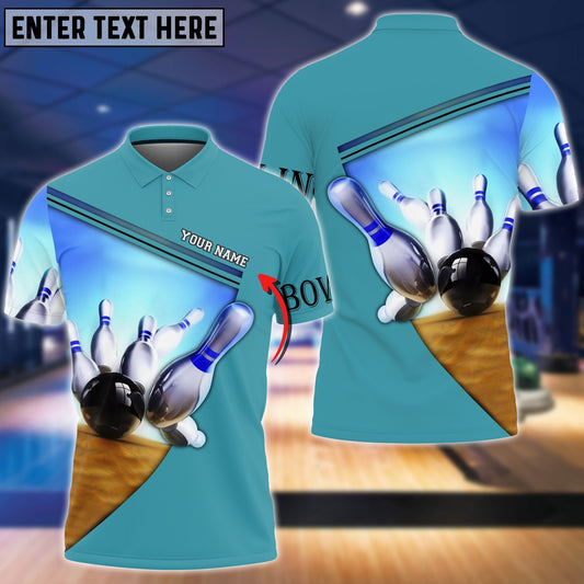 BlueJose Ten Pin Bowling Blue Colorful Personalized Name 3D Shirt